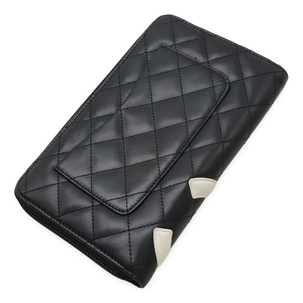 CHANEL Authentic Black Leather Logo Wallet - Picture 3 of 10